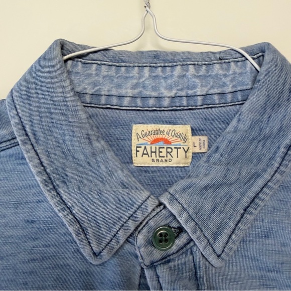Faherty Light Blue Casual Button Down Shirt - Picture 3 of 10